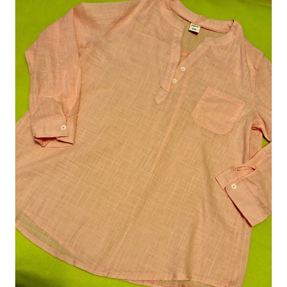 YuZao Pink Rose 100% Cotton Shirt Top Blouse 2XL